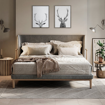 Sylvie The Red Deer BW Framed Canvas by Simon Te of Tai Prints