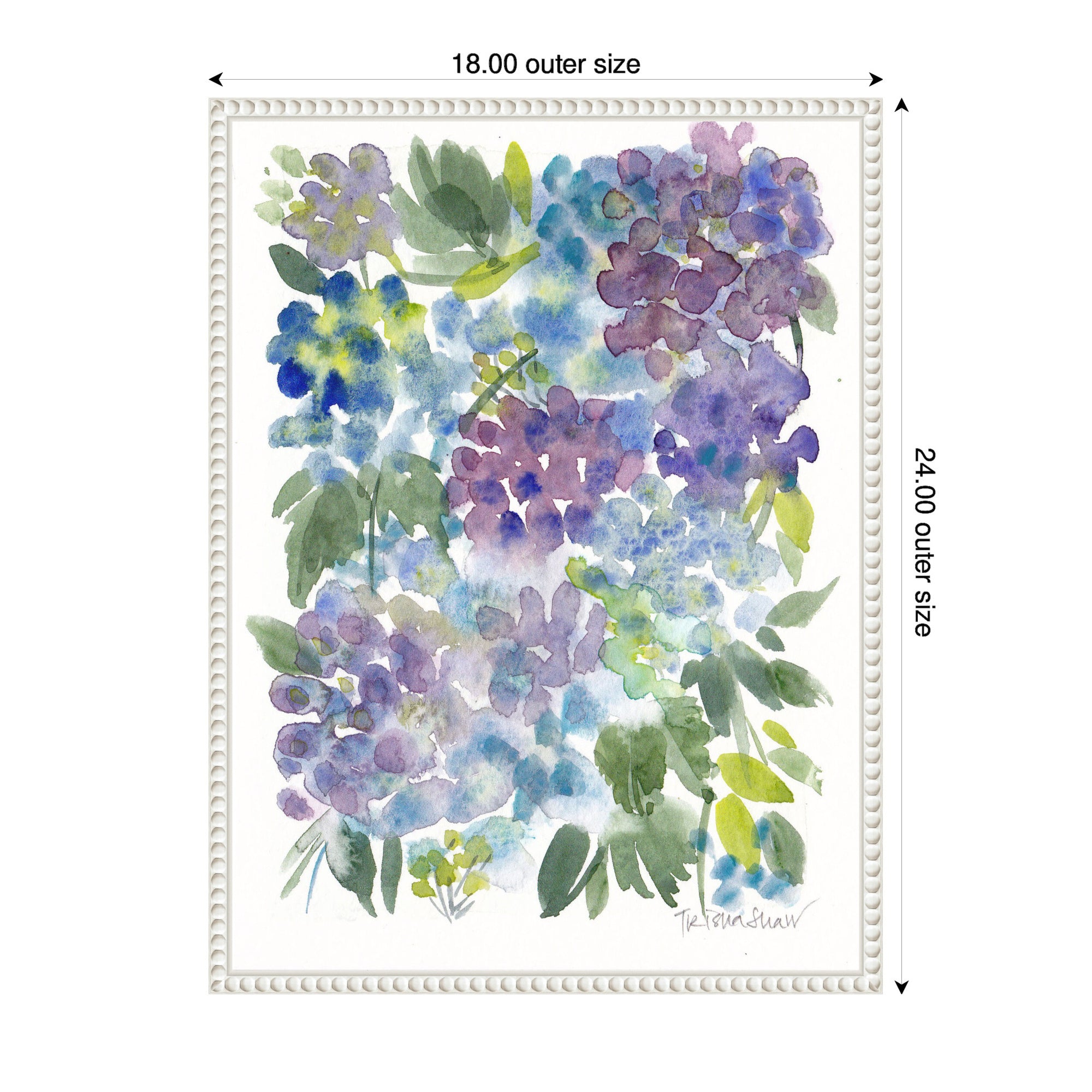 Sylvie Watercolor Purple Hydrafloral Framed Canvas by Patricia Shaw