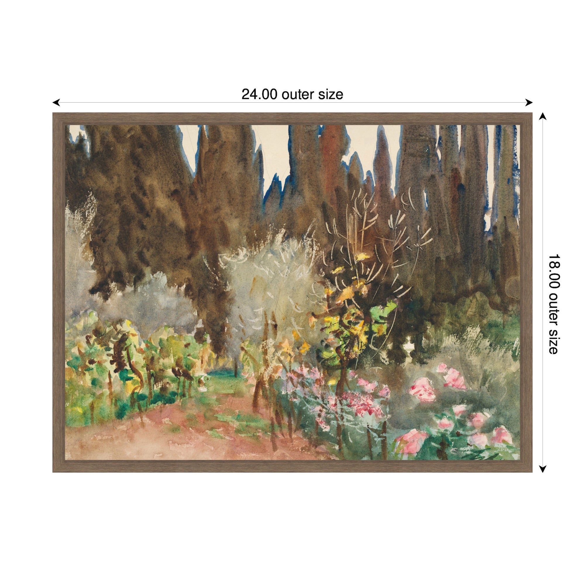 Gardens at Florence circa 1910 John Singer Sargent by Nostalgia Prints Framed Canvas Wall Art Print
