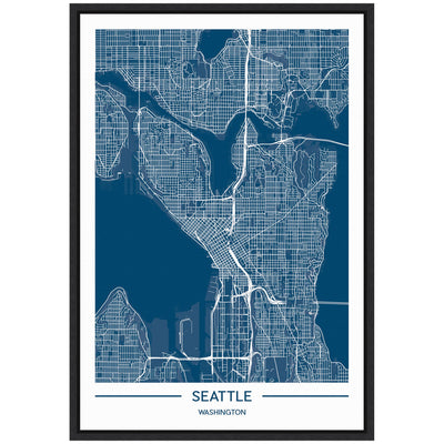 Sylvie Seattle Map Framed Canvas by Jake Goossen