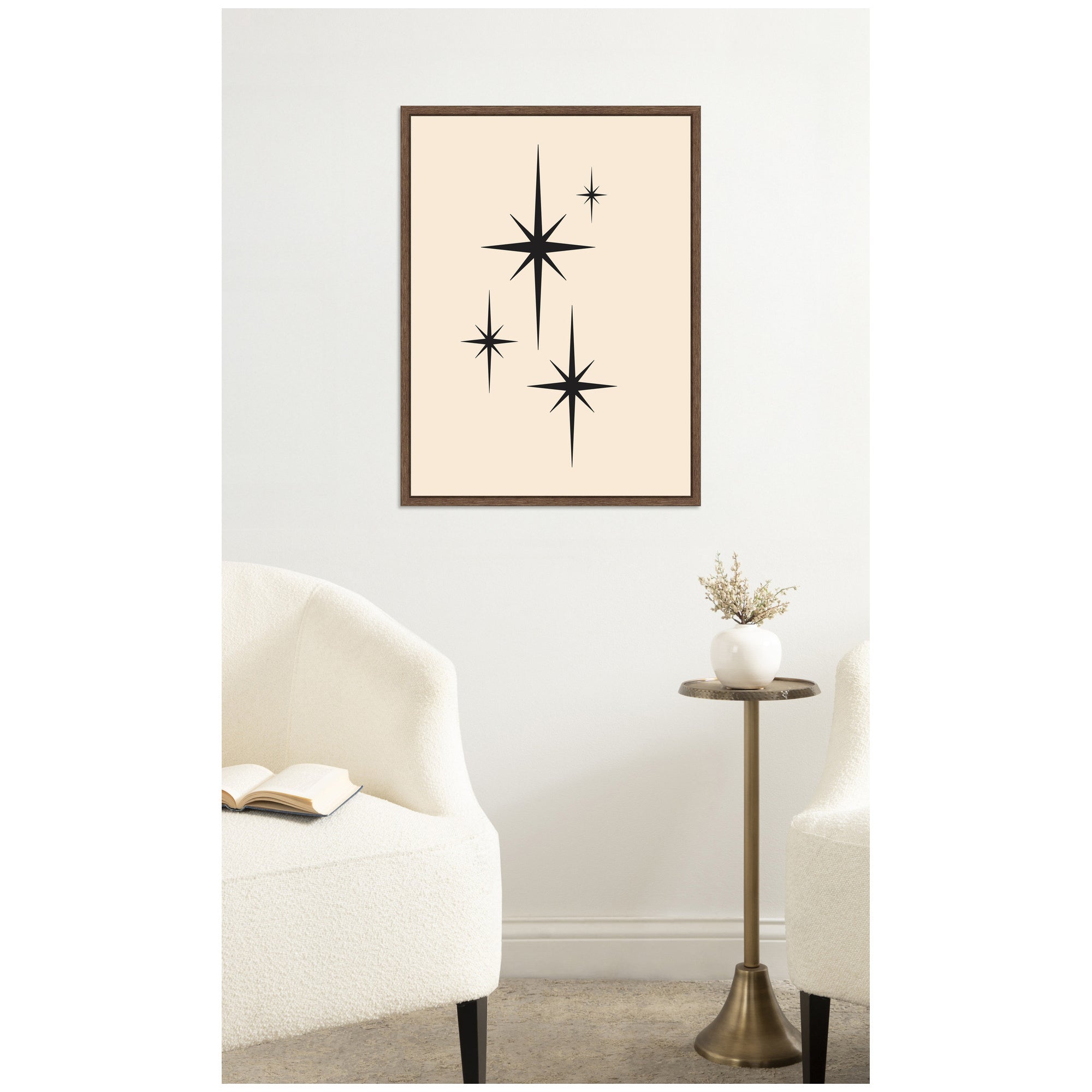 Starburst Retro Set Print 1 of 2 Atomic 70s Style MCM Minimalist by Lucky Guava Framed Canvas Wall Art Print
