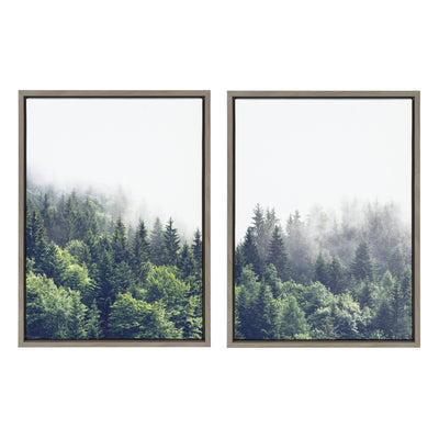 Sylvie Lush Green Forest on a Foggy Day Framed Canvas Set by The