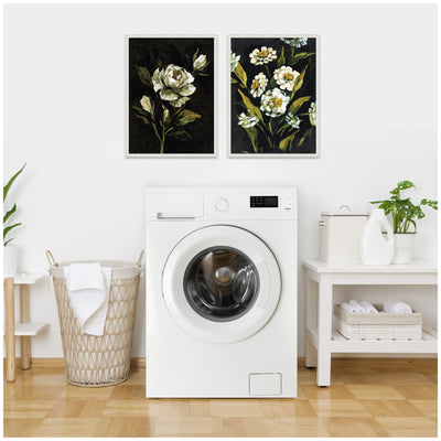 Sylvie Beaded Moody Floral 1 and 2 Framed Canvas Art Set by Annie Quigley