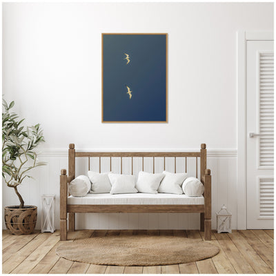 Fly Away Dark Blue by Alicia Bock Framed Canvas Wall Art Print
