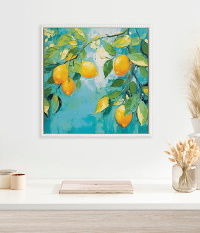 Sylvie Beaded Lemon Tree Framed Canvas by The Creative Bunch Studio