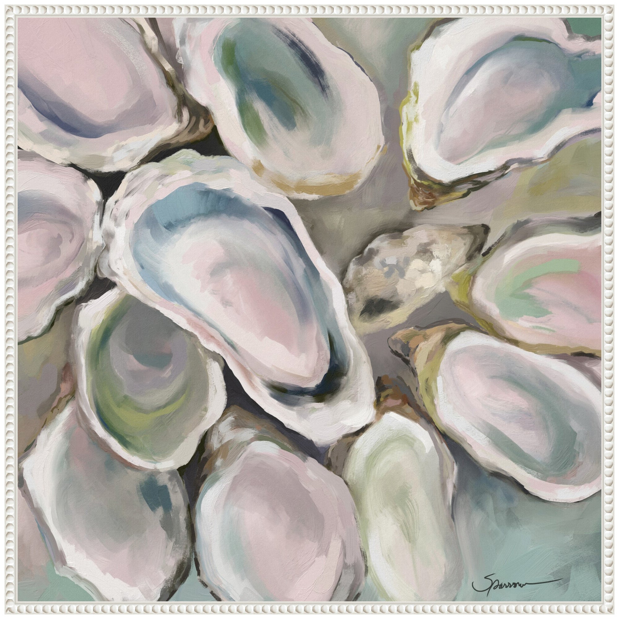 Sylvie Oyster Roast Framed Canvas by Mary Sparrow
