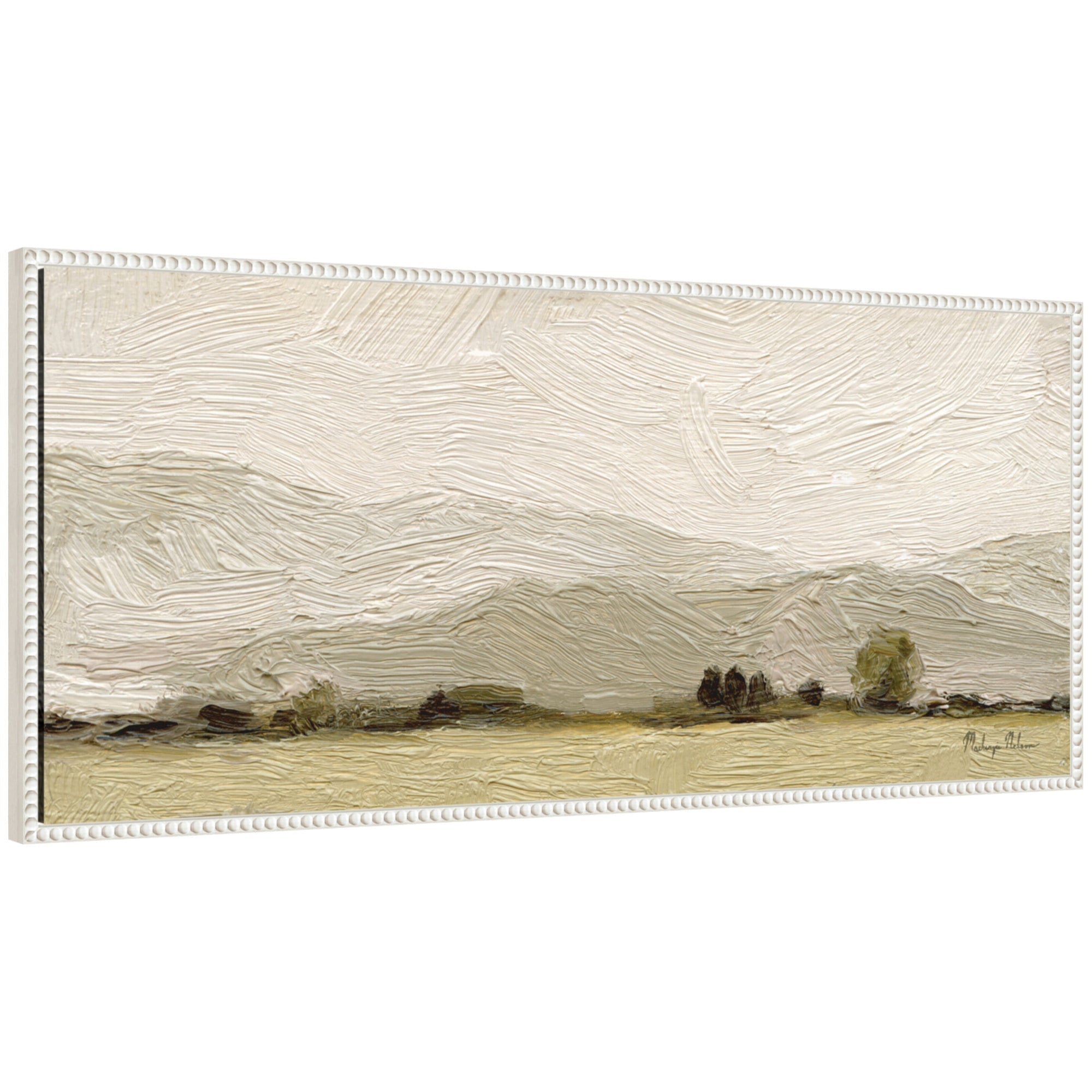 Petit Views No 8 Panel framed canvas wall art featuring rustic farmhouse style in a beaded white frame