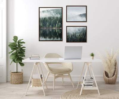 Sylvie Evergreen Reflections in Fog Framed Canvas Art Set by Emiko and Mark Franzen of F2Images