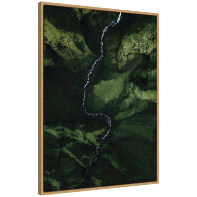 Sylvie Aerial View of a Winding River in a Green Valley in Iceland Framed Canvas by Michael Schauer