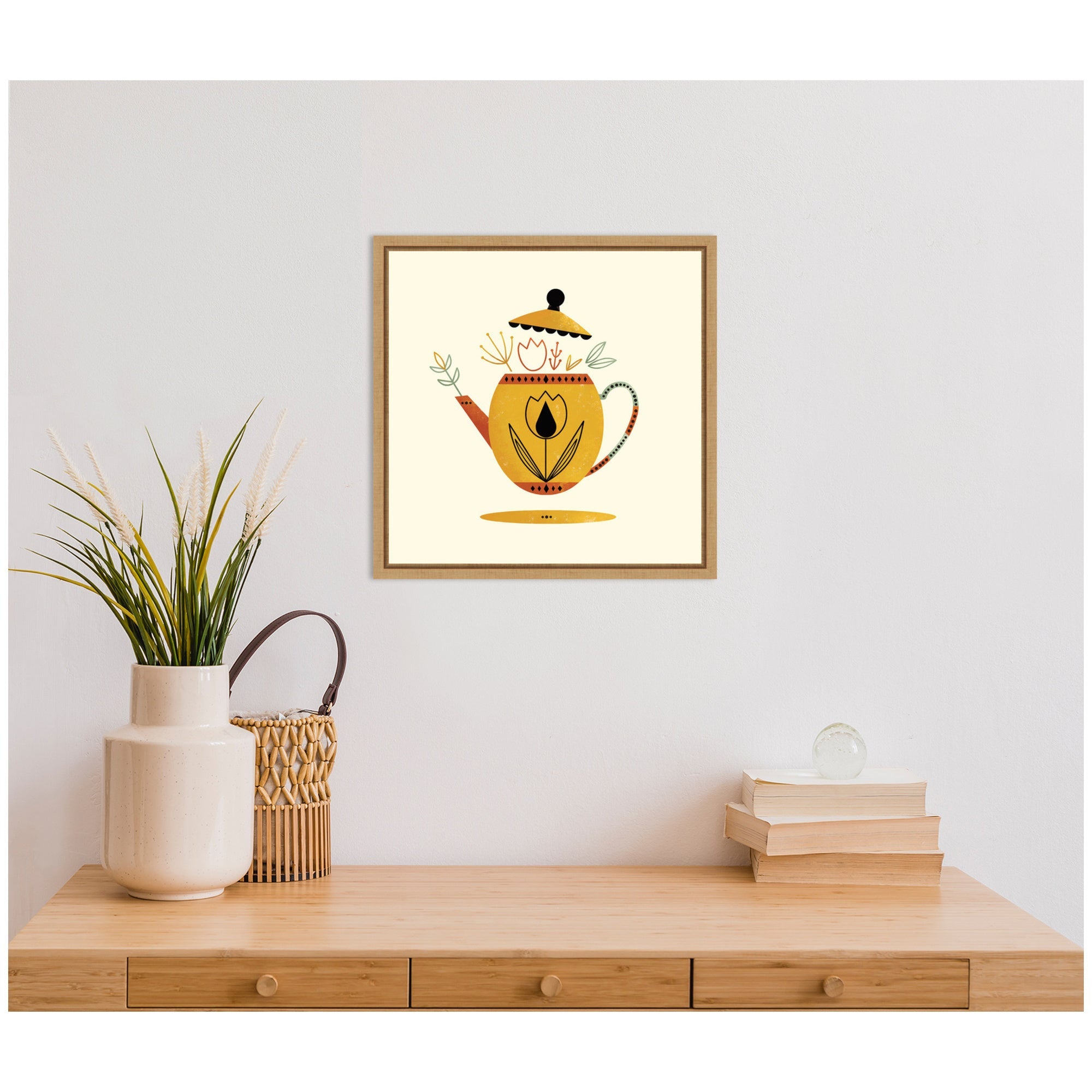 Sylvie Yellow Kettle Framed Canvas by Amber Leaders
