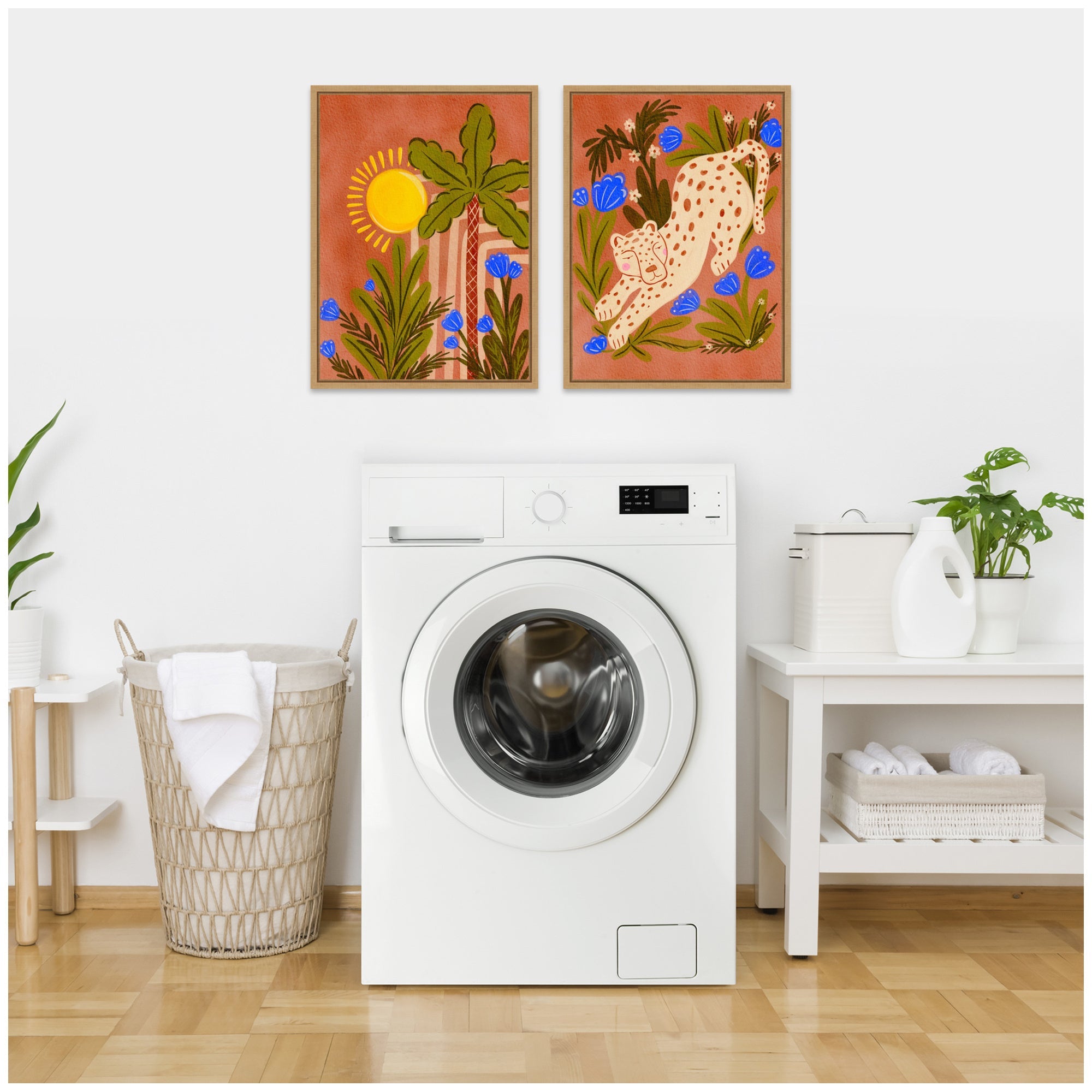 Sylvie Leopard inn Moroccan Forest Framed Canvas Art Set by Nikita Jariwala