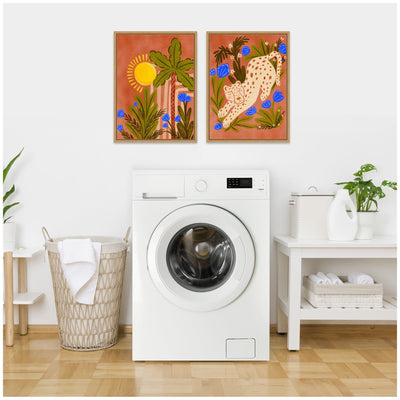 Sylvie Leopard inn Moroccan Forest Framed Canvas Art Set by Nikita Jariwala