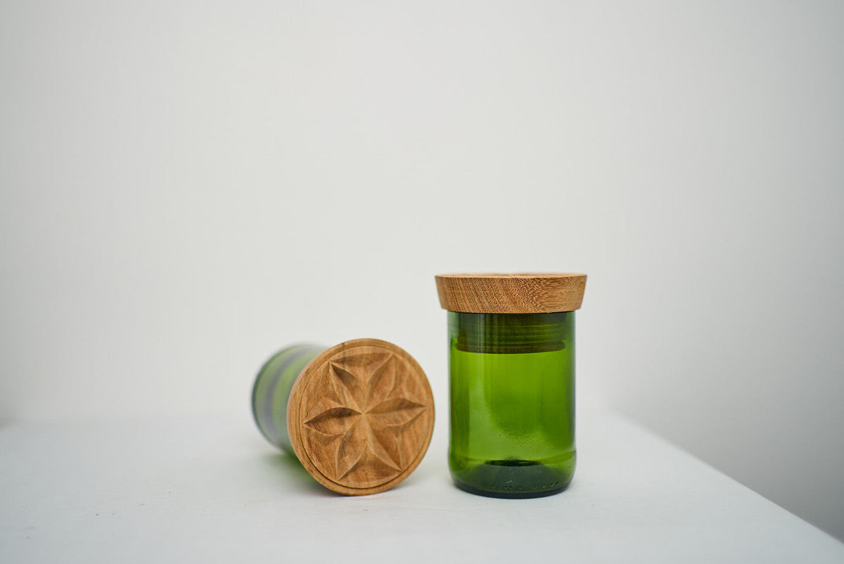 Hiliki Jar - Dark Green - Large (set of 2) by Mbare Ltd - product image 2 for Resin Society