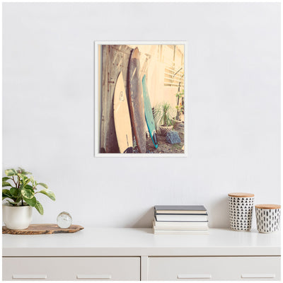 Sylvie Vintage Retro Beach Surfboards Framed Canvas by Saint and Sailor Studios