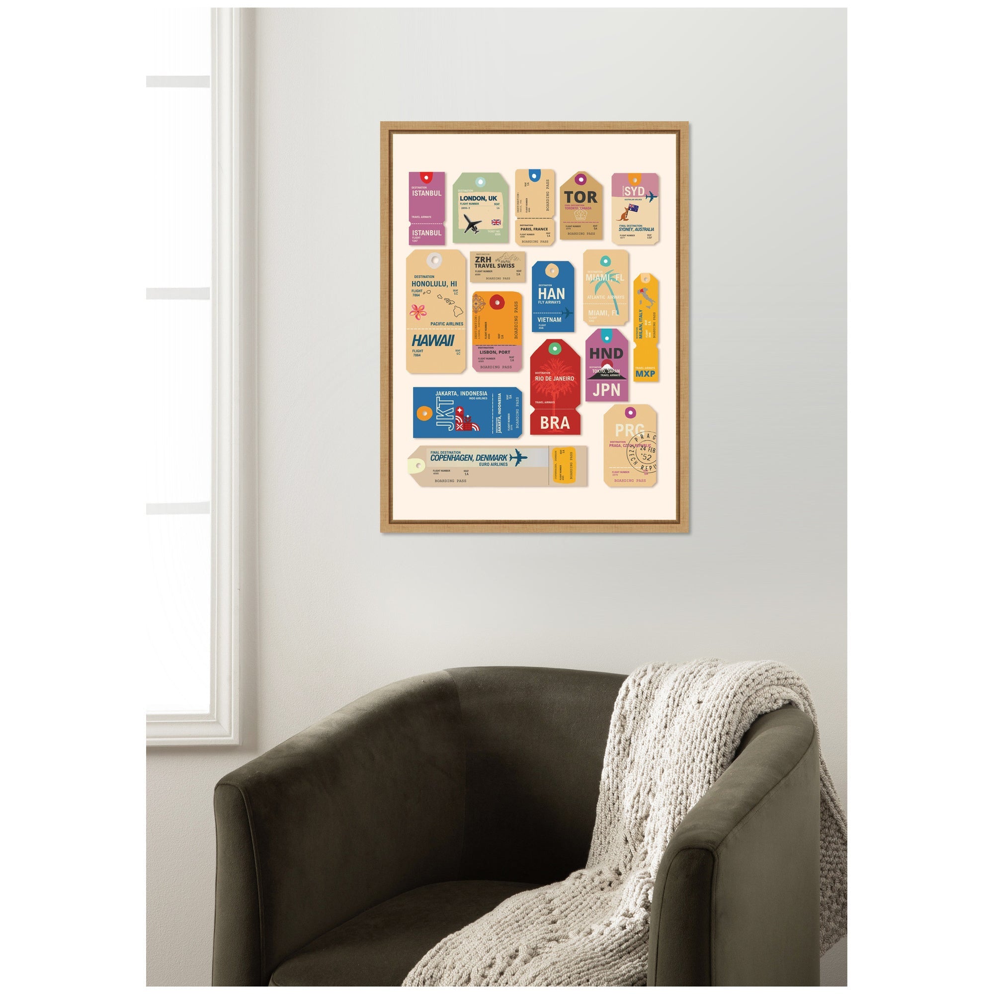 Travel Tags by Honey Island Studio Framed Canvas Wall Art Print