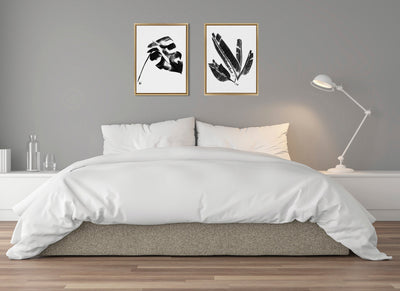 Sylvie 582 Monstera and 583 Banana Leaf Framed Canvas by kateandlaurel - product image 5 for Resin Society