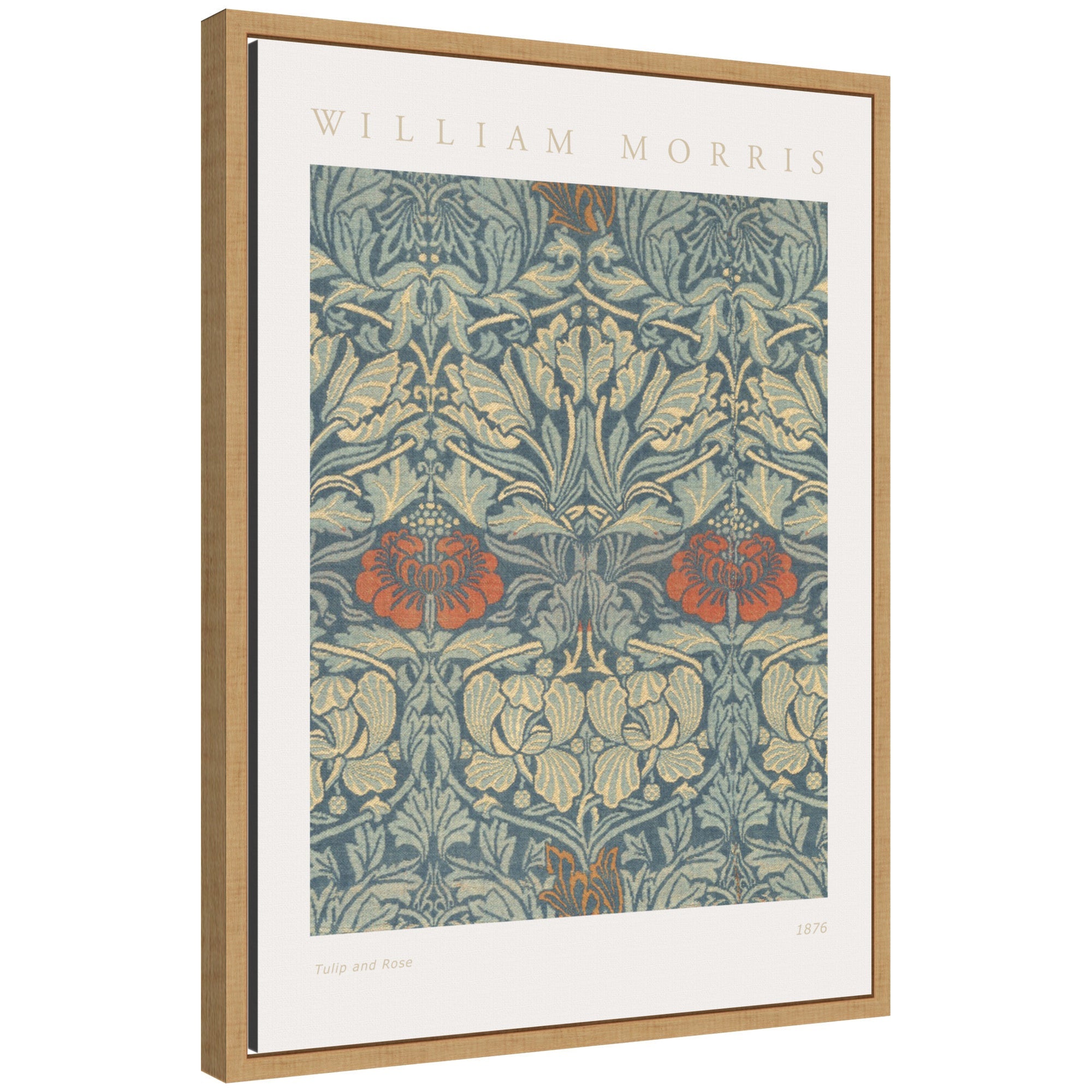 Sylvie Poster William Morris Tulip and Rose 1876 framed canvas showing floral pattern