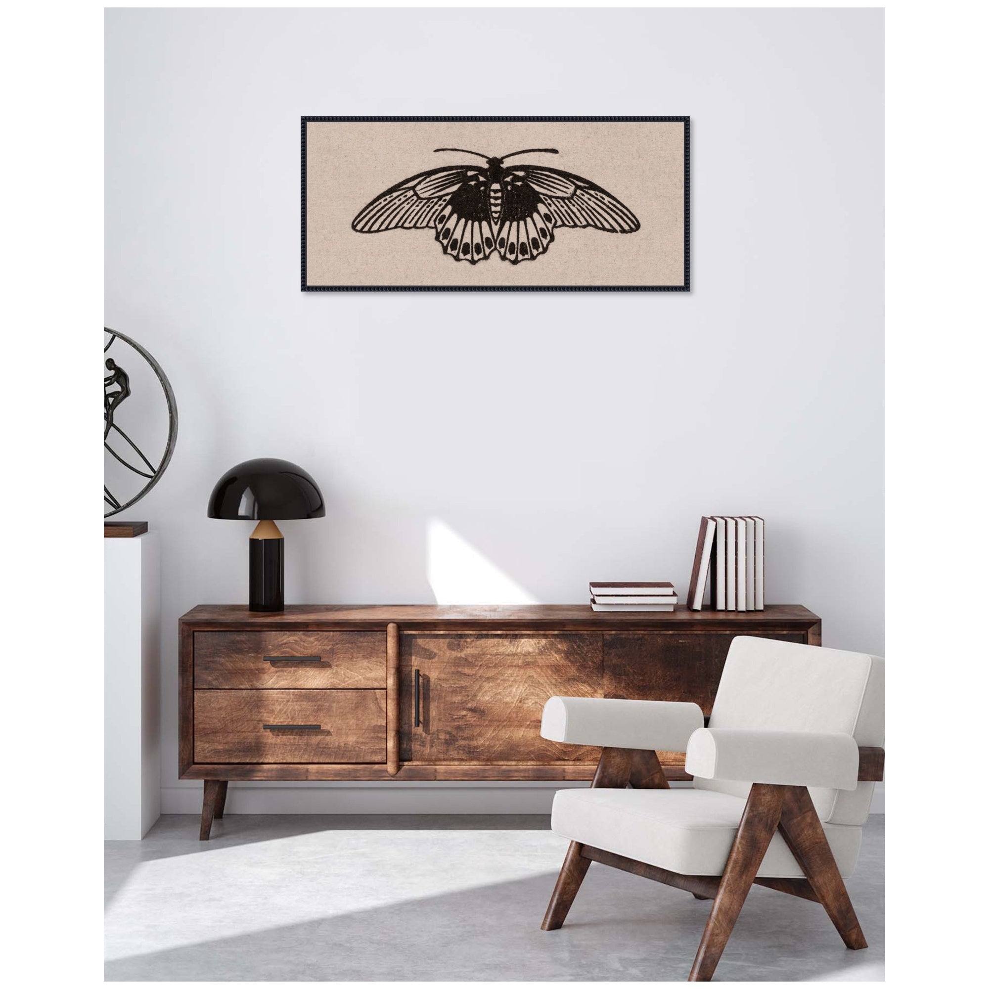 Vlinder 1901 05 04 Julie de Graag on Neutral Linen Panel by Nostalgia Prints Framed Canvas Wall Art Print