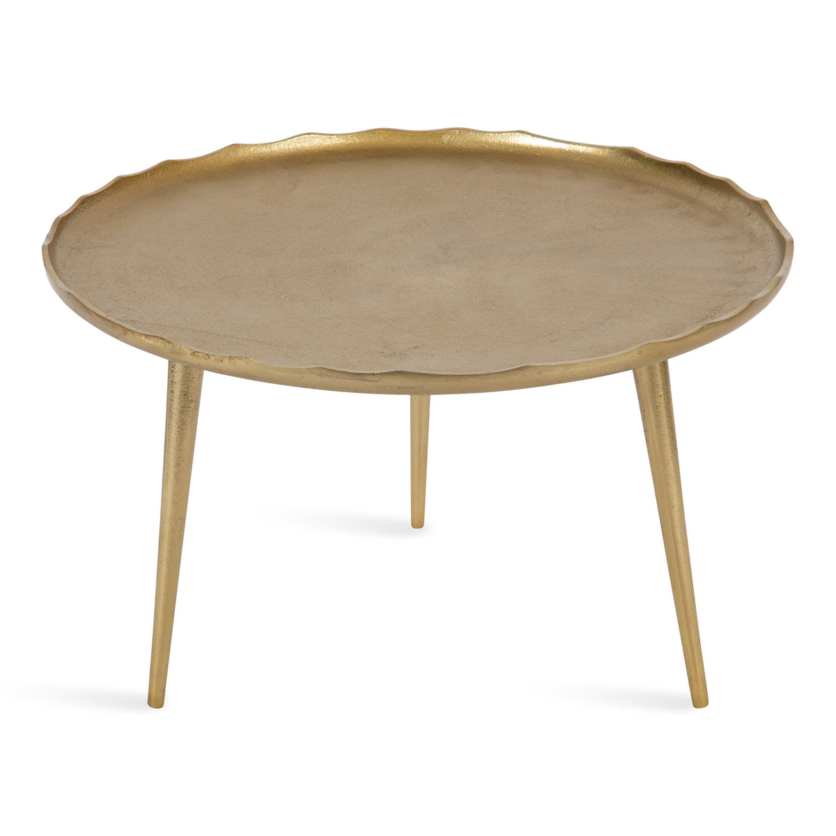 Alessia Round Coffee Table in Bronze, showcasing round shape and deckled edge on sand cast aluminum