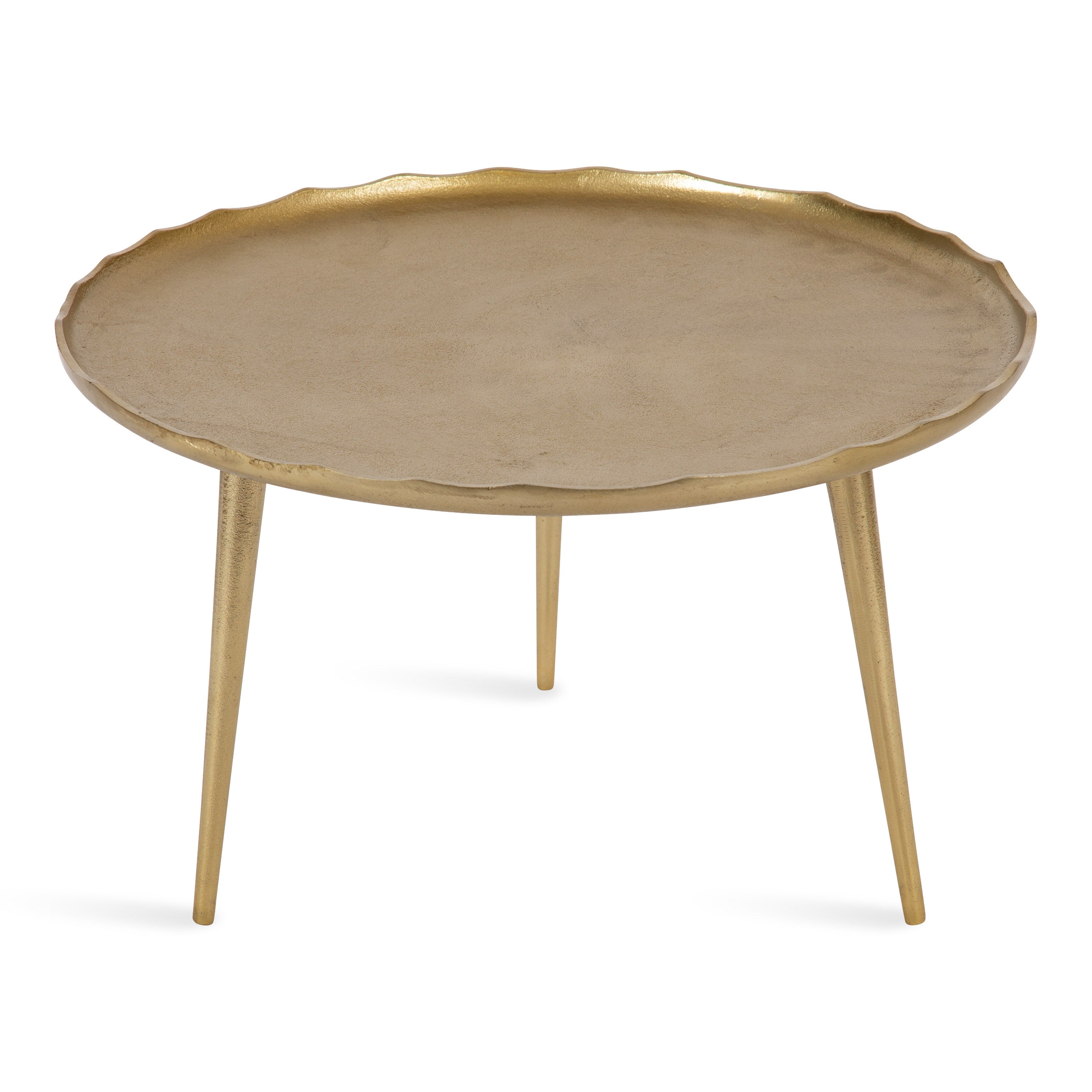 Alessia Round Coffee Table in Bronze, showcasing round shape and deckled edge on sand cast aluminum