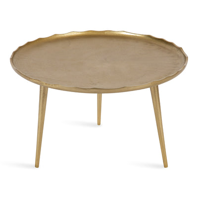 Alessia Round Coffee Table in Bronze, showcasing round shape and deckled edge on sand cast aluminum