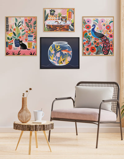 Gallery Pet Goldfish Cute Botanicals Fish Tank Print by The Creative Bunch Studio