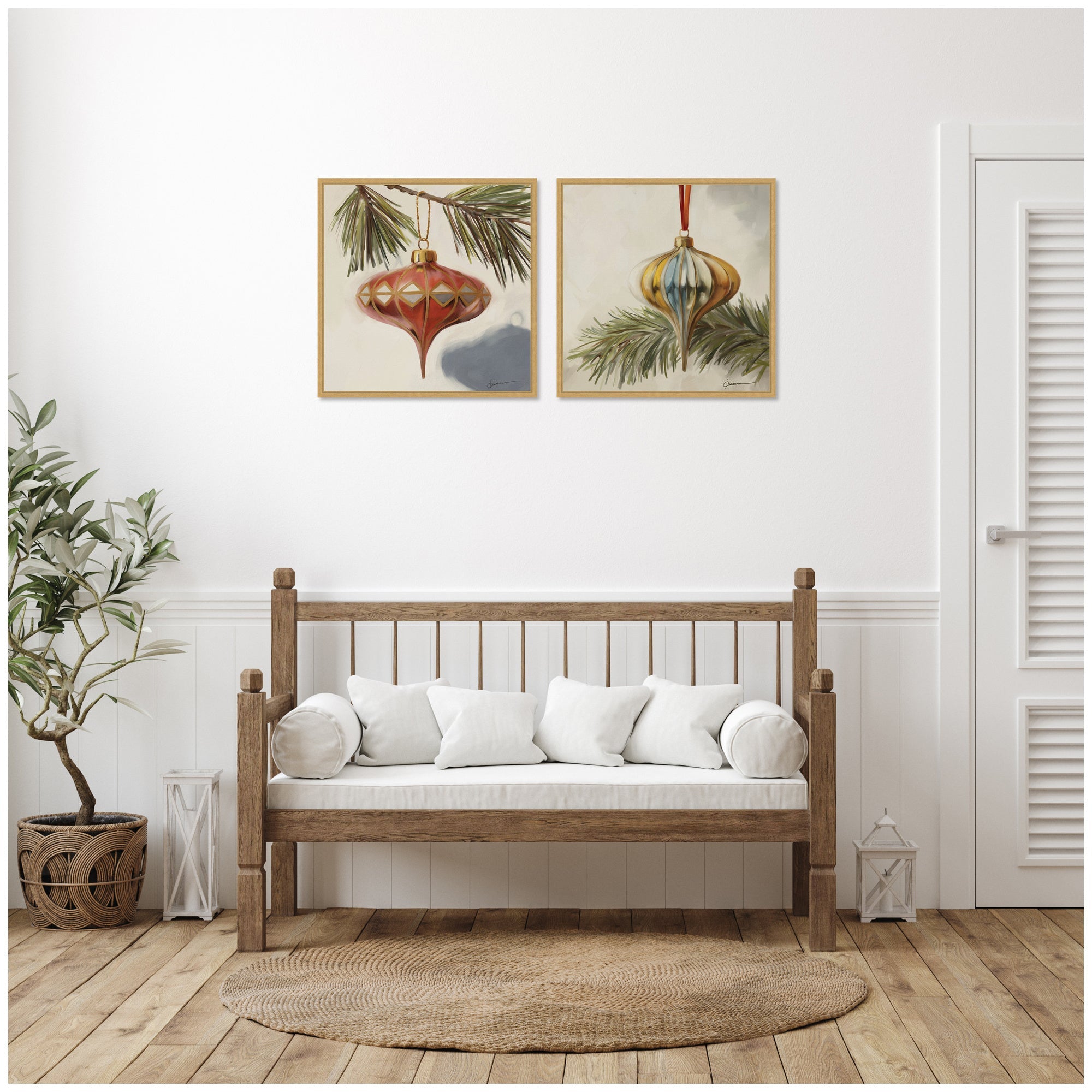 Nostalgic Holiday 2 Piece Framed Canvas Wall Art Set by Mary Sparrow