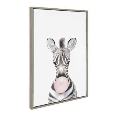 Sylvie Bubble Gum Zebra Framed Canvas by Amy Peterson Art Studio by kateandlaurel - product image 2 for Resin Society