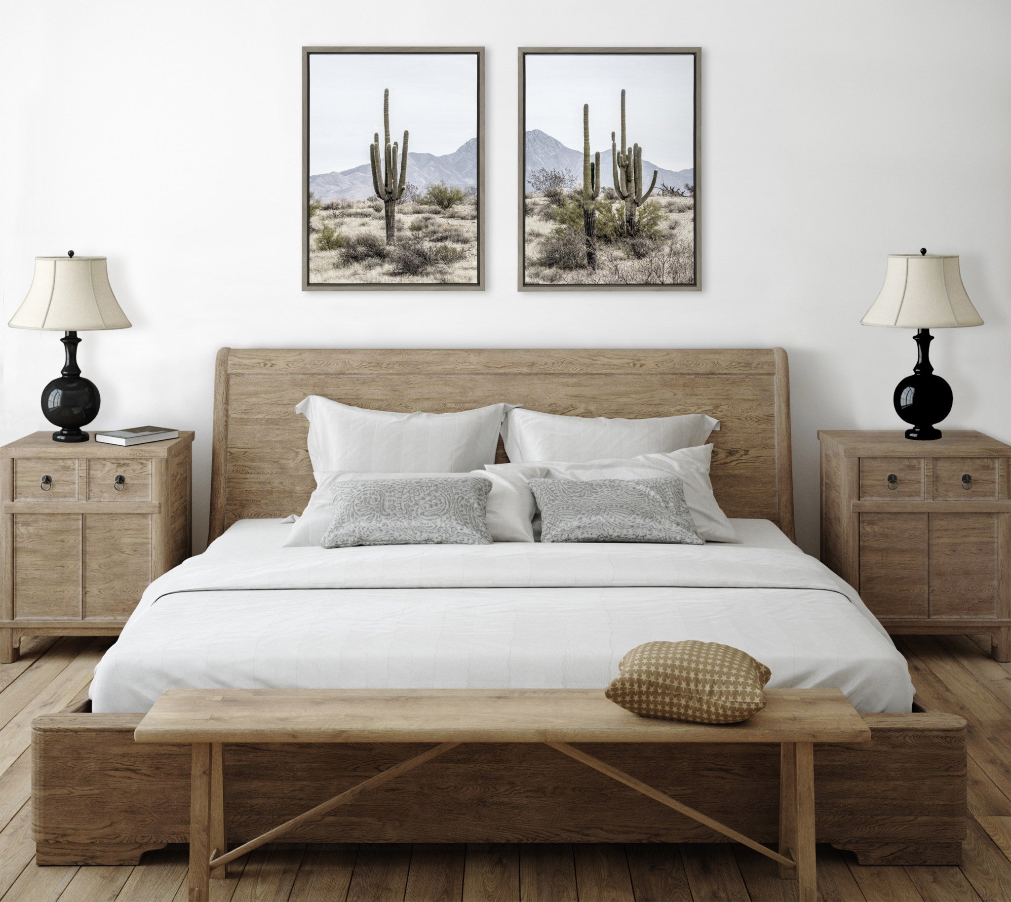 Sylvie Tall Saguaro Cacti Desert Mountain Framed Canvas Set by The by kateandlaurel - product image 6 for Resin Society