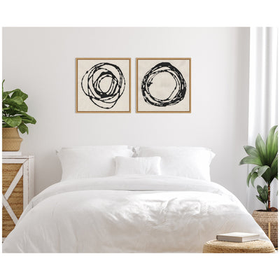 Sylvie Flowing Circle Abstracts - 2 Piece Framed Canvas Art Set