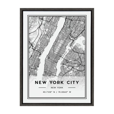 Sylvie New York City Map Framed Canvas by Jake Goossen