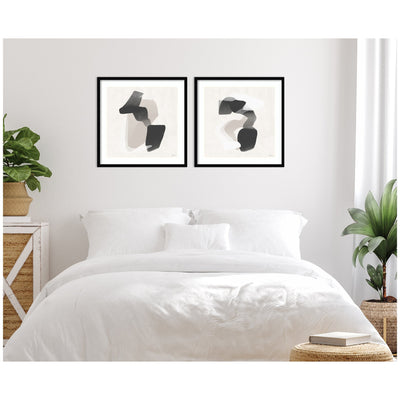 Abstract Neutral 01 & 02 2 Piece Framed Wall Art Print Set by Gabrielly Guedes