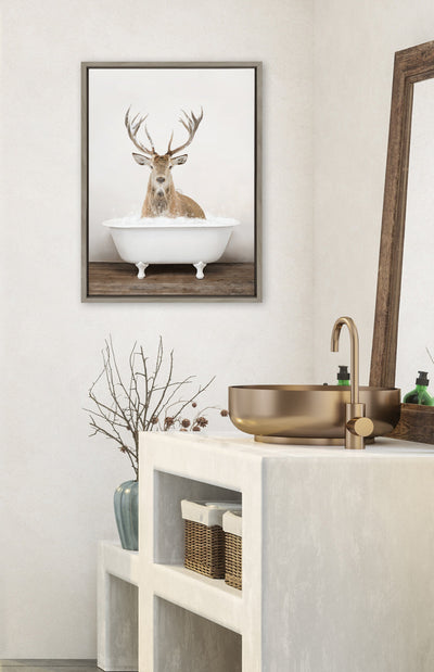 Sylvie Male Deer in Rustic Bath Framed Canvas by kateandlaurel - product image 16 for Resin Society