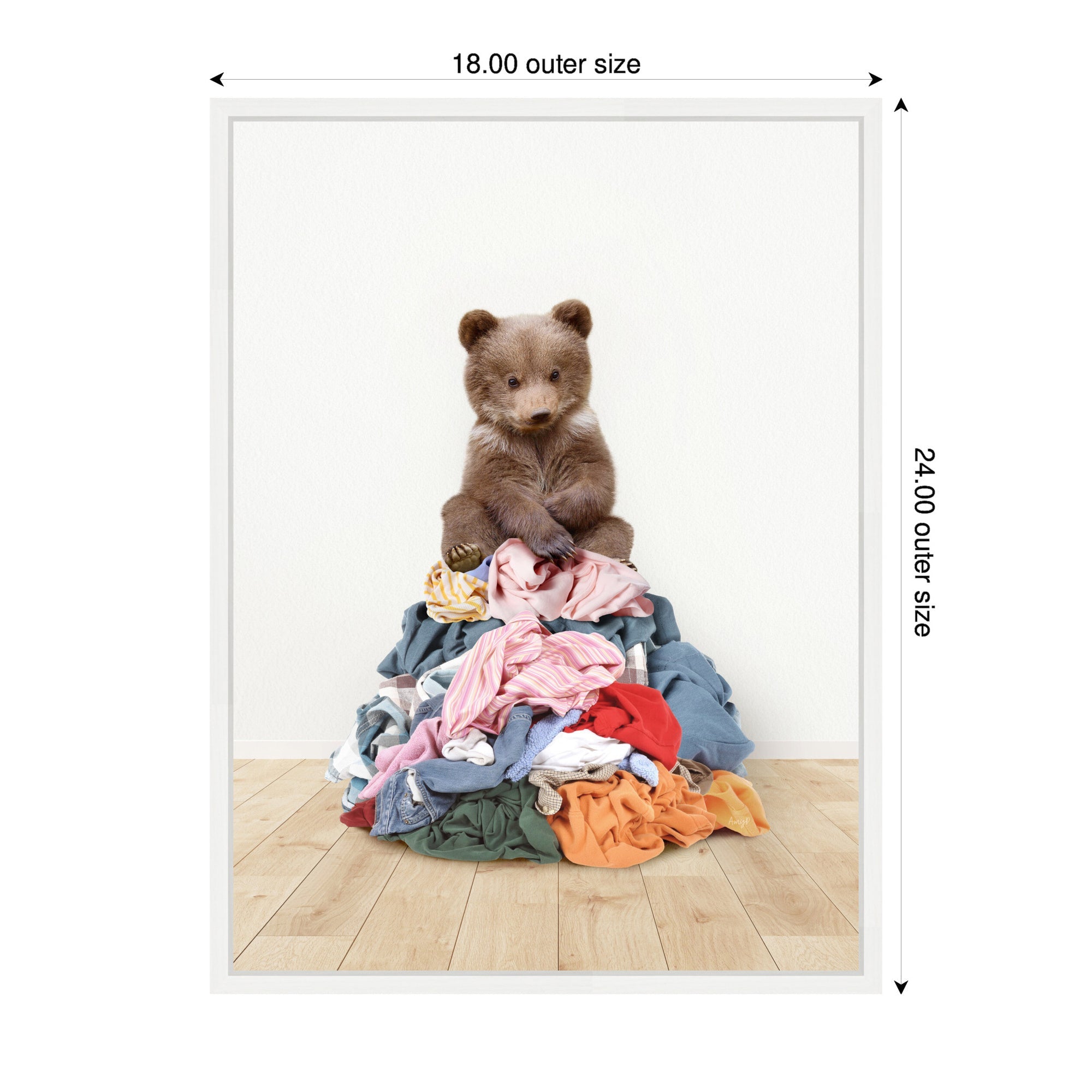 Sylvie Three Bears On Laundry Pile Framed Canvas by Amy Peterson