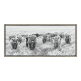 Sylvie Herd of Highland Cows Black and White Framed Canvas by The
