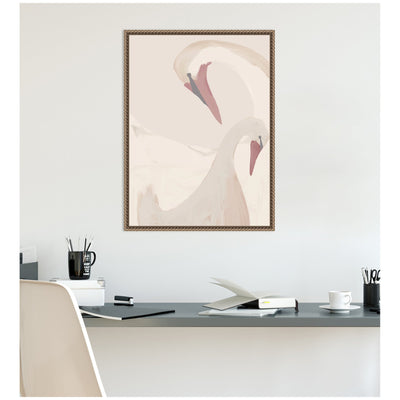 Swans Swimming by Alicia Abla Framed Canvas Wall Art Print