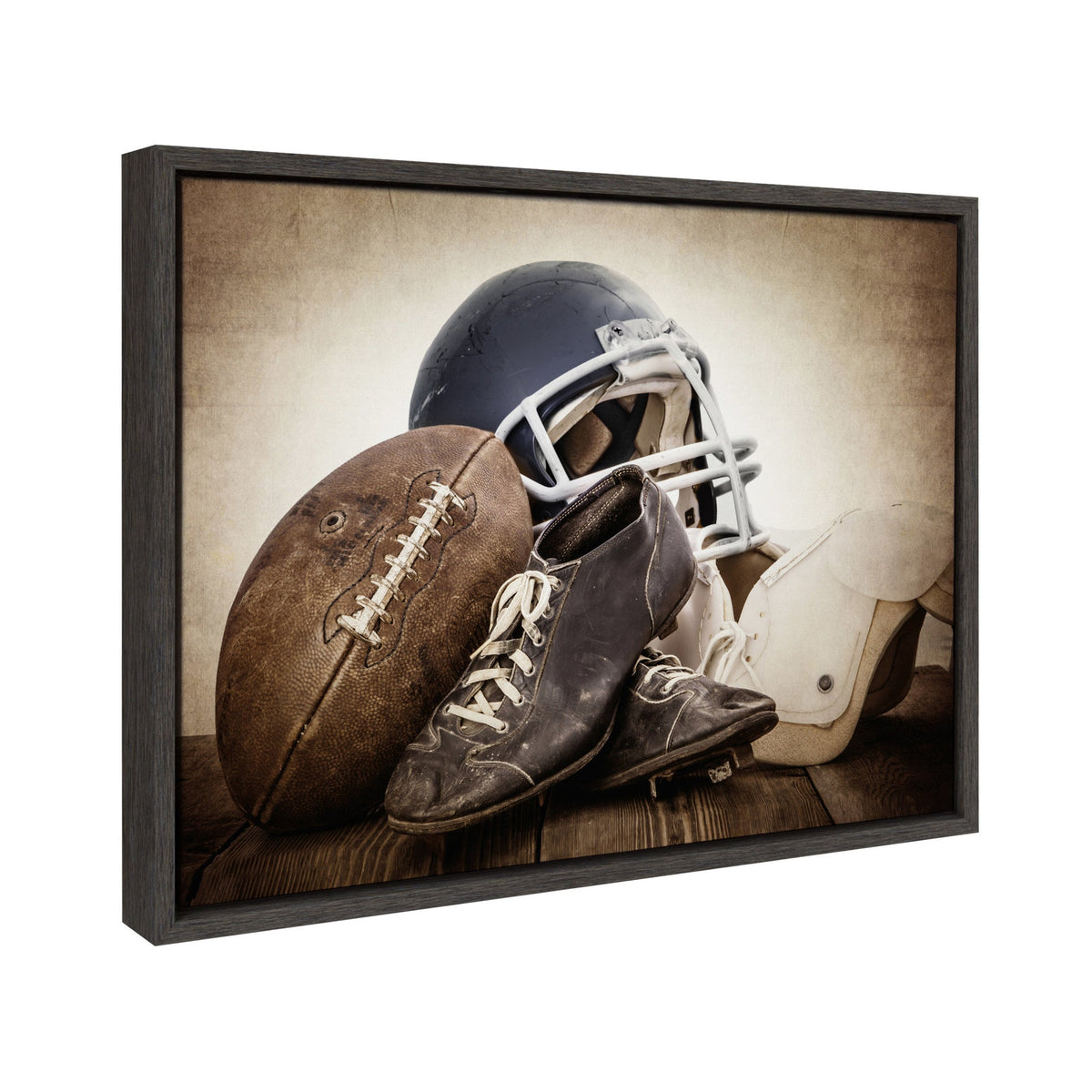 Sylvie Vintage Football Gear Framed Canvas by kateandlaurel - product image 2 for Resin Society