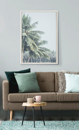 Sylvie Pale Green Coconut Palm Trees Framed Canvas by kateandlaurel - product image 4 for Resin Society