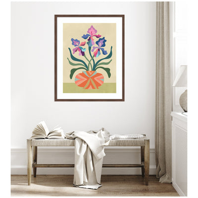 Framed Art Iris and Vase by Rachel Lee