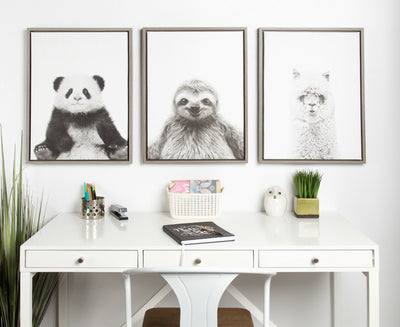 Sylvie Hairy Alpaca Framed Canvas by Simon Te of Tai Prints