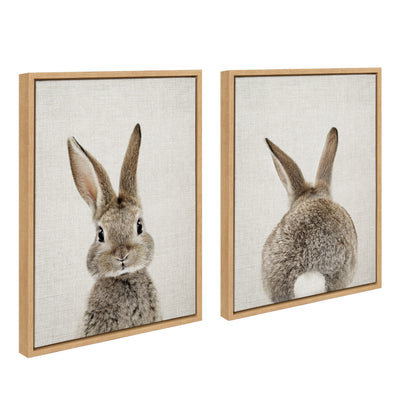 Sylvie Bunny Portrait and Bunny Tail Framed Canvas Art Set by Amy Peterson Art Studio