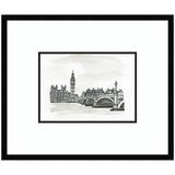 Postcard London by Teju Reval framed wall art print in svelte noir black moulding