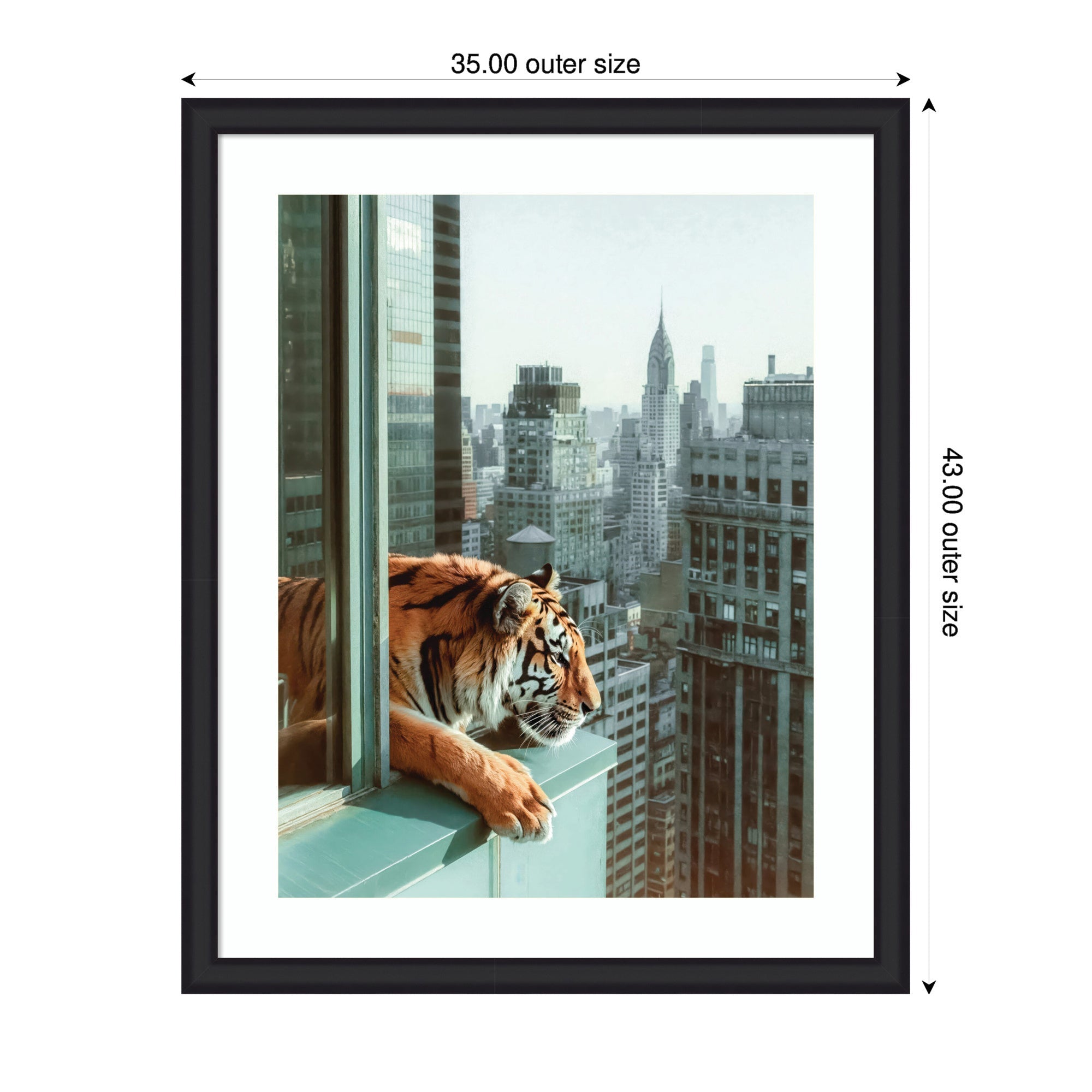 Framed Art Urban Tiger Overlooking Manhattan by Michael Schauer