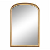 Wall mirror with a smooth golden frame featuring a rounded arch top and rectangular bottom, shown against a white background.