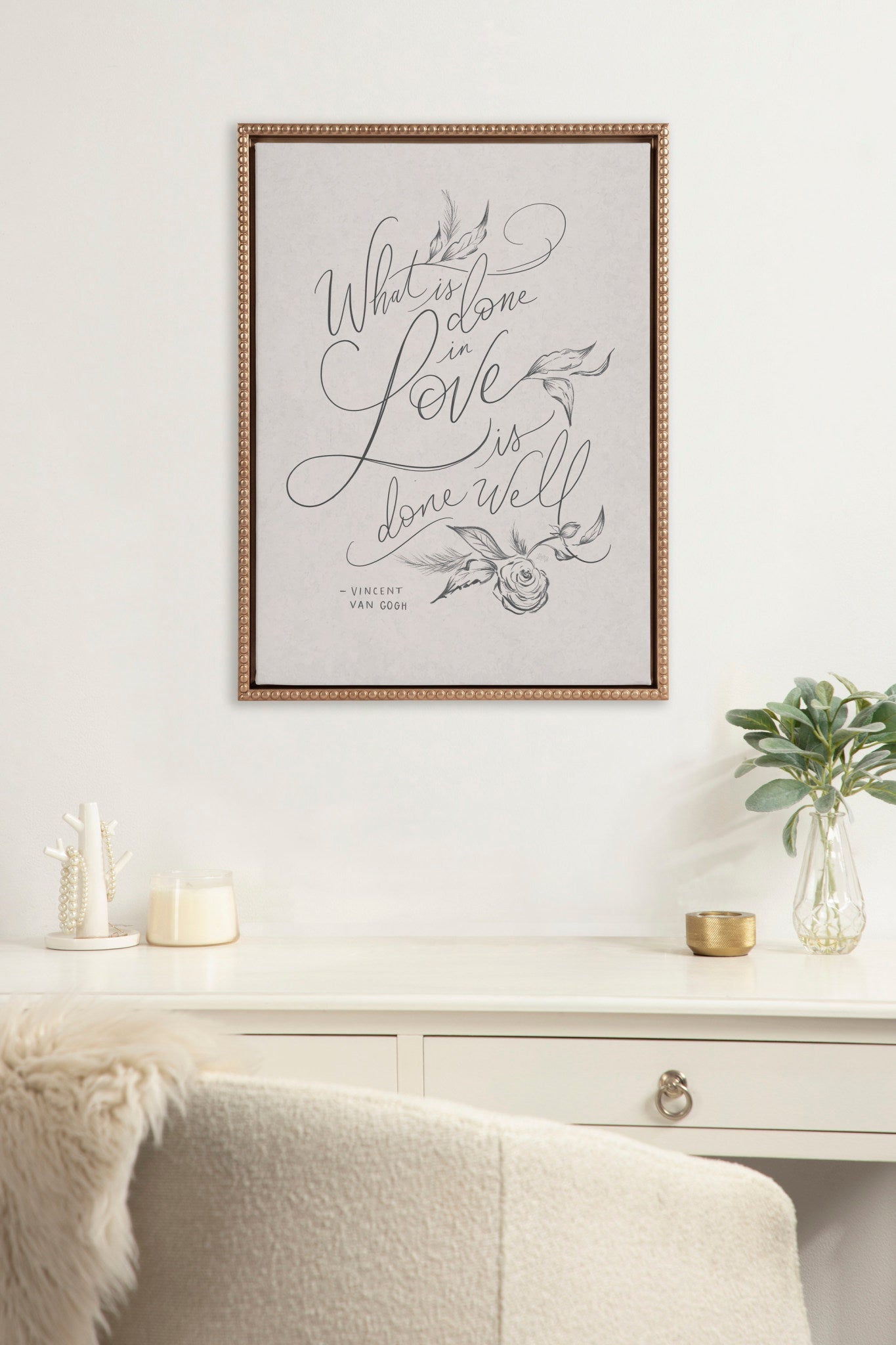 Sylvie Beaded What is Done in Love Framed Canvas by Valerie McKeehan