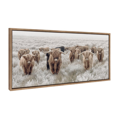 Sylvie Herd of Highland Cows Color Framed Canvas by The Creative Bunch by kateandlaurel - main product image for Resin Society