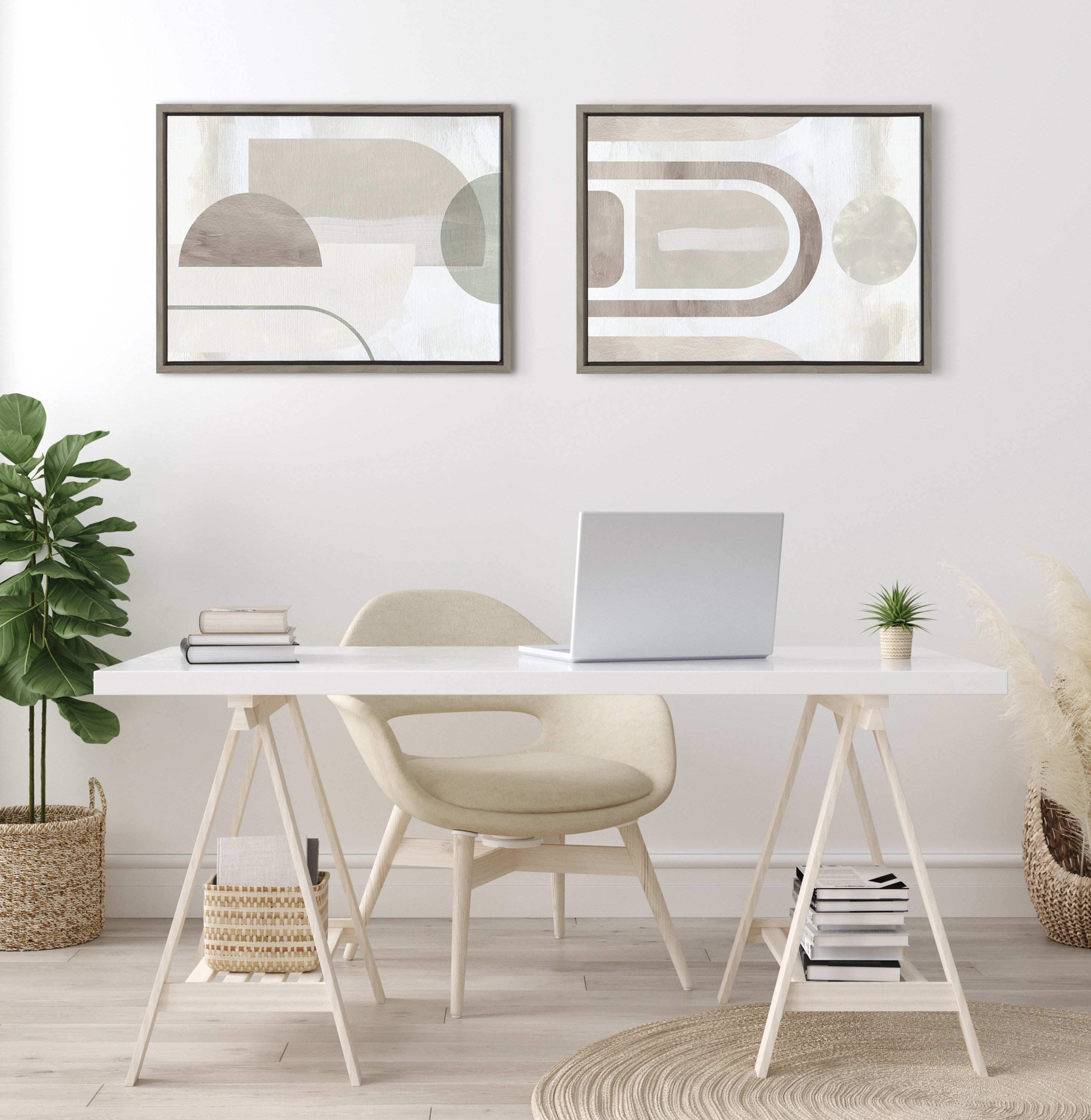 Sylvie Sahara Gray 2 Framed Canvas by kateandlaurel - product image 5 for Resin Society