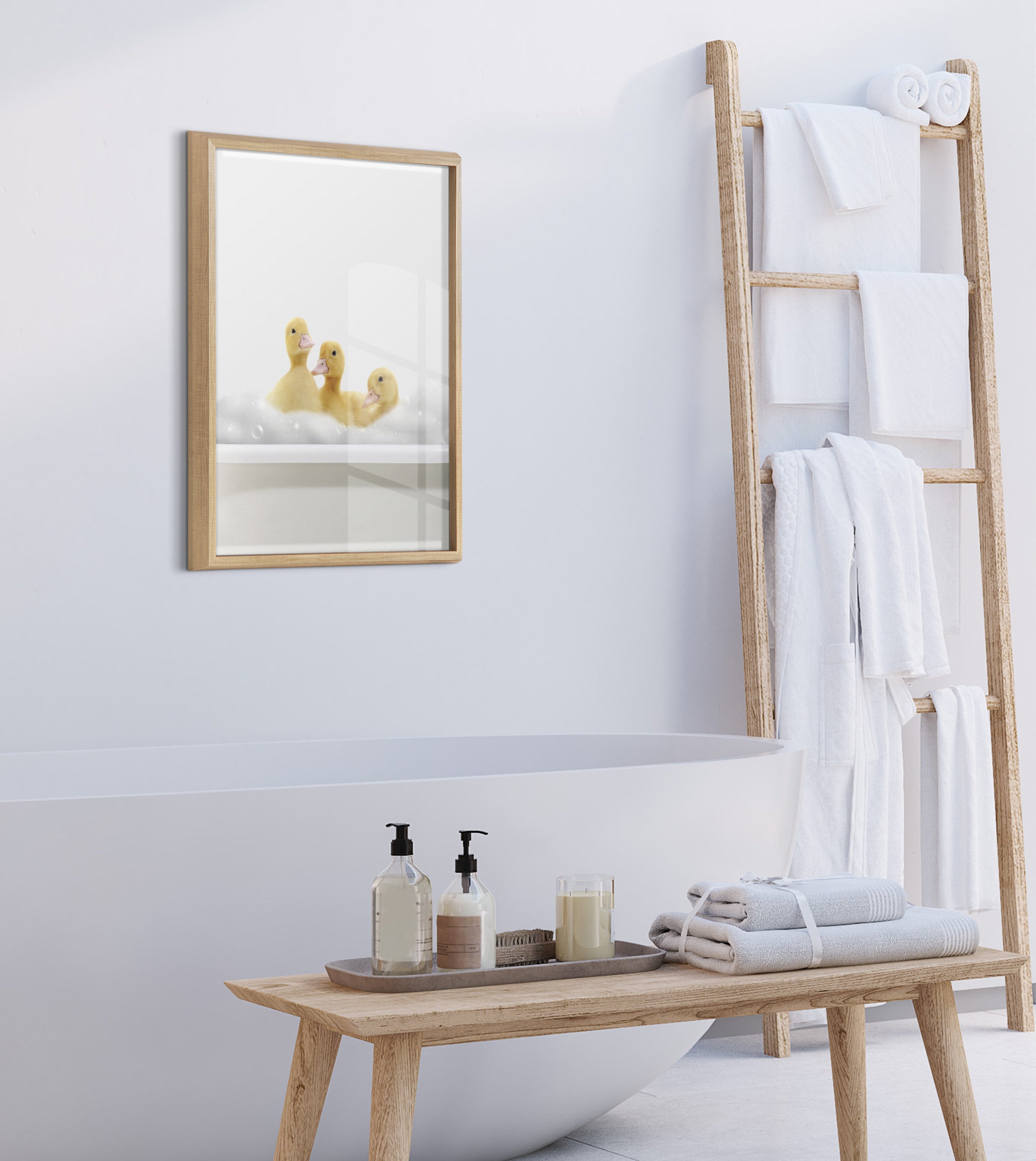 Blake Bathroom Bubble Bath 3 Ducks Framed Printed Glass by The Creative by kateandlaurel - product image 7 for Resin Society