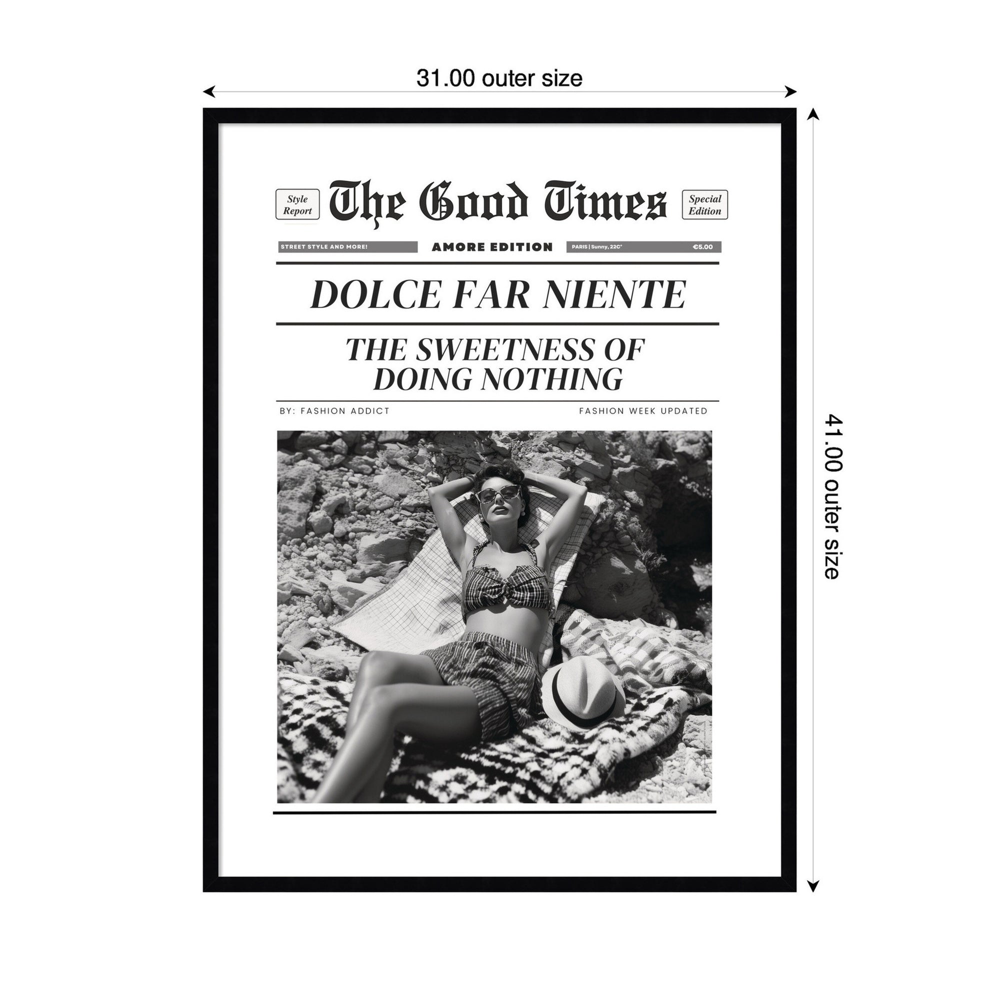 The Good Times Newspaper Dolce Far Niente by Honey Island Studio Framed Wall Art Print