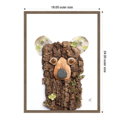 Bear with Green by Madeline Jeppesen Framed Canvas Wall Art Print